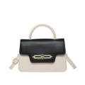 Minimalist black and white contrast small square bag with gold chain buckle detail - White