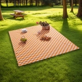 Classic orange and white checkered picnic mat spread on lush outdoor park grass - 150*100CM / Orange and White Plaid