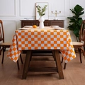 Nordische minimalistische Tischdecke mit orange-weißem Karomuster aus robustem Stoff - 150*100CM / Oranges und Weißes Karo