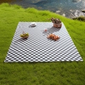 Waterproof black and white checkered picnic mat for outdoor camping and leisure outings - 150*100CM / Grey and White Plaid