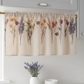 Linnen cafégordijn in Japanse stijl met botanische bloemenprint voor keukenkastjes - 70*60 / Veelkleurig Boeket