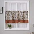 Cortina de café vintage con estampado floral beige y borde de volantes rojo óxido - 70*60cm / Rosa Negra Café Volante