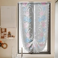 Store romain en dentelle blanche avec broderie florale et bordures festonnées - 70x120cm / Lys
