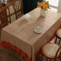 Mantel geométrico hueco retro con bordes de flecos plisados naranja para mesas - 140*100cm / Naranja Con Volantes