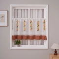 White semi-sheer cafe curtain with tulip embroidery and terracotta ruffled hemline - 150*60cm / Red Yellow Green Leaves