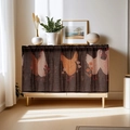 Linen cupboard curtain with vintage brown hen and floral print in Japanese style - W70*H60cm / Cartoon Rooster (Dark Brown)