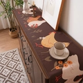 Waterdichte tafelloper met rustieke kippenprint in warme oranje en rode kleuren - Kuiken (Donkerbruin) / 35*90