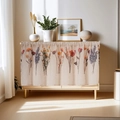 Japanese style linen cabinet curtain featuring realistic colorful floral prints for home decor - W70*H60cm / Bouquet