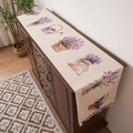 Dikke waterdichte tafelloper met lavendelprint en witte kwastjes decoratie - Lavendel / 35*90
