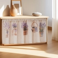 Linen cabinet curtain with purple lavender floral prints and rod pocket design - W100*H60cm / Vase Lavender