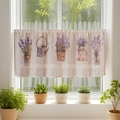 Tenda da caffè in lino con stampe di lavanda per piccole finestre e mobili da cucina - W100*H60cm / Vaso Lavanda