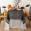 Halloween black lace tablecloth with spider web pattern for party table decoration - 100*100cm / Black Spiderweb
