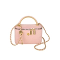 Sac boîte rose à motif serpent avec camélia doré et bandoulière en chaîne - Rose