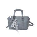 Grey French-style bow pillow bag with pearl charm and adjustable shoulder strap - Blue