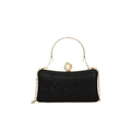Elegante pochette da sera con paillettes nere, manico ad anello e chiusura a perla - Nero (7266)