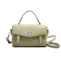Bolso mensajero verde claro minimalista con cierre de giro plateado y correa larga - Verde