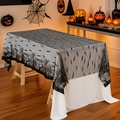 Tovaglia di Halloween in pizzo con motivi a pipistrello e sagome di zucca nere - 140*100cm / Piccolo Pipistrello