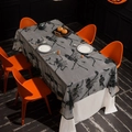 Halloween black lace tablecloth featuring skeletons and spider webs on white background - 140*100cm / Skull Pattern