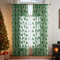 Semi-sheer green Christmas curtains with reindeer prints and Happy Holidays text - 140*100 / Christmas Green Llama