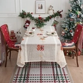 Weihnachts Tischdecke weiß mit Spitze Stickerei und passenden Stuhlhussen im festlichen Design - 140*100cm / Große Weihnachtsglocke