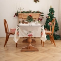 Nappe de Noël crème avec chaussettes rouges et cloches dorées pour table à manger - 140*100cm / Broderie de Bas de Noël