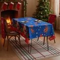Nappe de Noël bleu marine et housses de chaise avec motifs de Père Noël et rennes - 140*100cm / Père Noël bleu