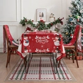 Ensemble nappe et housse de chaise de Noël rouge avec motifs festifs de bonhomme de neige - 140*100cm / Bonhomme de Neige