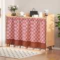 Oranje en grijs geblokt kastgordijn met decoratieve ruches voor houten meubelstukken - 180*60 / Roze Gingham