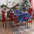 Christmas tablecloth set with Santa patterns and red snowflake chair covers in cozy room - 140*100cm / Blue Santa Bear
