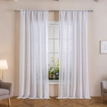 Set of two white sheer lace curtains with floral patterns for luxury living rooms - White Water Grass Sheer