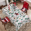 Christmas tablecloth and chair covers with festive trees, bows and Santa motifs - Christmas Tree