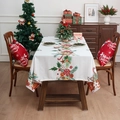 Nappe de Noël avec cloches festives et ornements sur fond de tissu de couleur crème - 140*100 / Cloche de Noël