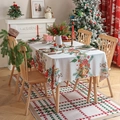 Christmas tablecloth with festive prints and scalloped edges for holiday table decoration - 140*100cm / Christmas Bell