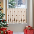 Rideau de café en dentelle de Noël avec broderies Père Noël et sapin festives - 132*85cm / Style à Double Rangée (2637)
