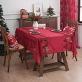 Rood kersttafelkleed van kant met feestelijke kerstman- en sneeuwvlokpatronen - 100x140cm / Rechthoek / Rood