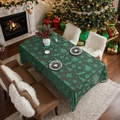 Mantel navideño de encaje verde oscuro con motivos de renos y Papá Noel - 140*100 / Trineo de Navidad Verde