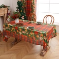 Christmas tablecloth with red plaid design and festive holiday patterns for table decor - Plaid Christmas