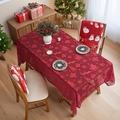 Mantel de encaje rojo de Navidad con motivos festivos de renos y Papá Noel - 140*100 / Trineo de Navidad Rojo