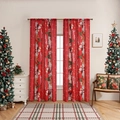 Christmas red blackout curtains with Santa Claus and festive prints, two-panel set - 140*100cm Single Panel / Red Christmas Snow Scene with Text