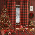 Festive American red and green plaid blackout curtains for Christmas home window decoration - 140*100cm Single Panel / Red and Green Plaid