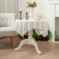 French vintage white lace dust cover with intricate floral hollow out mesh design - 90*90cm / White