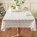 Nappe vintage en dentelle blanche avec broderies florales et bords festonnés - 60*60cm / Blanc