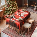 Christmas tablecloth with Santa Claus print and scalloped edges for holiday decor - 140*180cm / Santa Claus