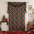 Red and green Christmas tartan door curtain for festive home decor and wall hanging - 140*100cm Single Panel / Red Green Argyle