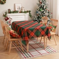 Mantel navideño clásico de cuadros rojos y verdes con bordes festoneados decorativos - 140*100cm / Rojo Verde Rombos