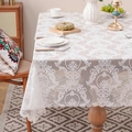 Tovaglia in pizzo bianco vintage con motivi floreali e raffinati bordi a onde - 140*100cm / Bianco