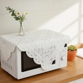 Housse de protection en dentelle blanche avec broderie florale pour four à micro-ondes - Marguerite - Blanc Pur / 60*60cm