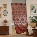 Rideau de porte élégant en dentelle damassée bordeaux pour cloisons au style rétro français - 100*200cm / Losange Floral Entrelacé Bordeaux