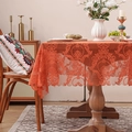 Tovaglia in pizzo arancione stile country francese con ricamo damascato vintage - 140*100cm / Arancione