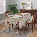 Rectangle tablecloth with daisy and ladybug embroidery on white mesh lace fabric - 140*100cm / Ladybug Pattern
